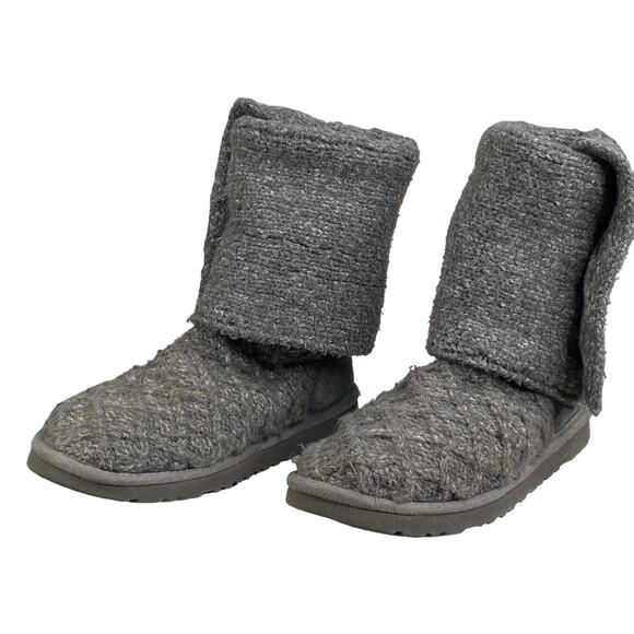 Ugg Women's Cardy Gray Knit Pull On Winter Boot Size US 7 - Picture 5 of 12